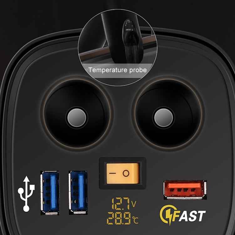 Universal Car QO3.0 Three Port USB Charger Power Outlet Adapter with LED Digital Voltmeter and Thermometer