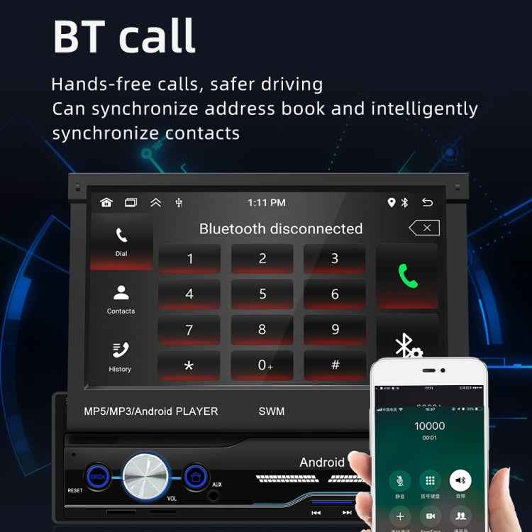 SWM 9702 Car HD 7 inch Android Radio Receiver MP5 Player, Support FM & Bluetooth & GPS & WiFi
