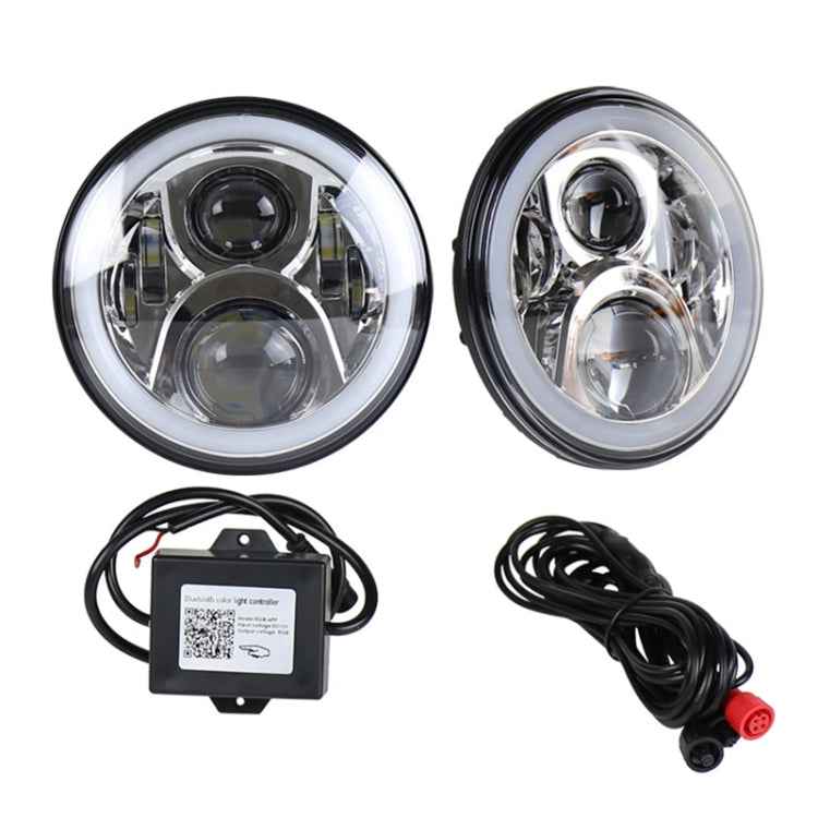 2 PCS 7 inch DC12V 6000K-6500K 50W Car LED Headlight Cree Lamp Beads for Jeep Wrangler / Harley, Support APP + Bluetooth Control