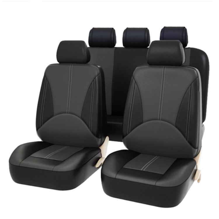 9 in 1 Universal PU Leather Four Seasons Anti-Slippery Cushion Mat Set for 5 Seat Car