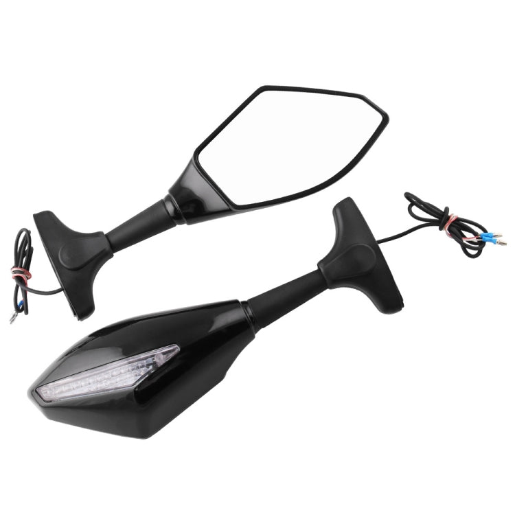 Motorcycle Modified Rear View Mirror Set with Light for Kawasaki, MB-MR021-BK, Carbon Fiber Black