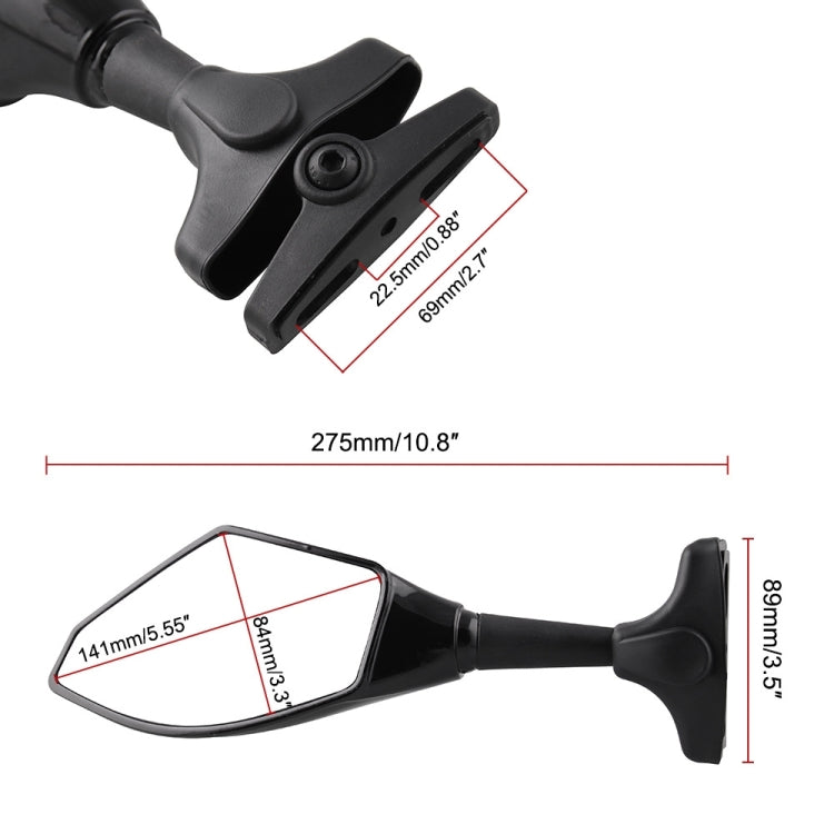 Motorcycle Modified Rear View Mirror Set with Light for Kawasaki, MB-MR021-BK, Carbon Fiber Black