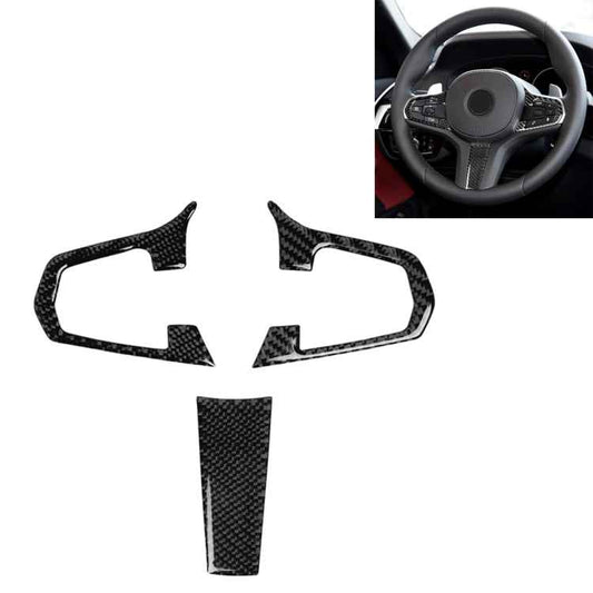 3 in 1 Car Carbon Fiber Solid Color Steering Wheel Button Decorative Sticker for BMW 5 Series G30 X3 G01, Left and Right Drive Universal