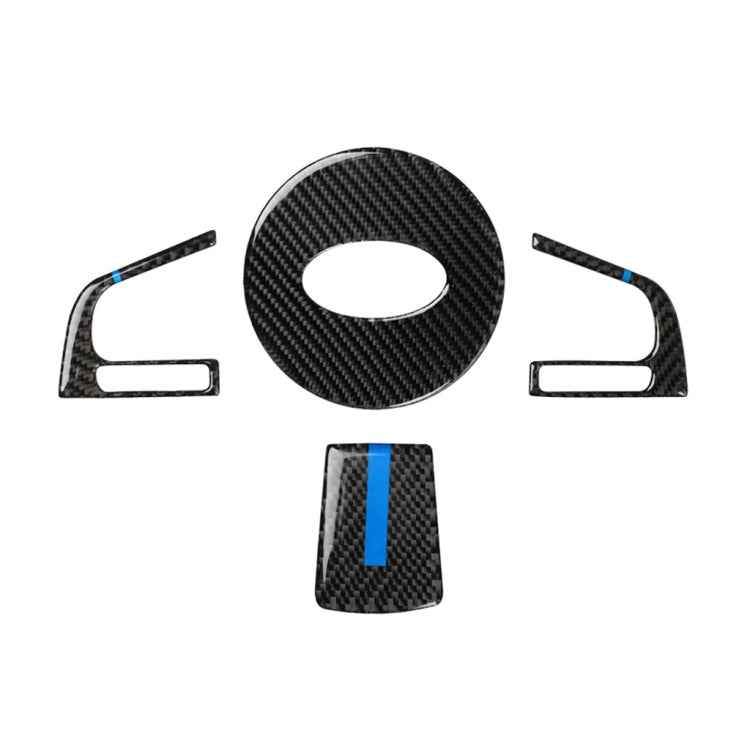4 in 1 Car Carbon Fiber Blue Steering Wheel Button Decorative Sticker for Subaru Forester 2016-2018, Left and Right Drive Universal