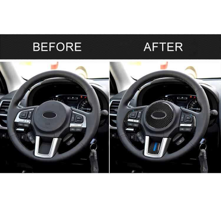 4 in 1 Car Carbon Fiber Blue Steering Wheel Button Decorative Sticker for Subaru Forester 2016-2018, Left and Right Drive Universal