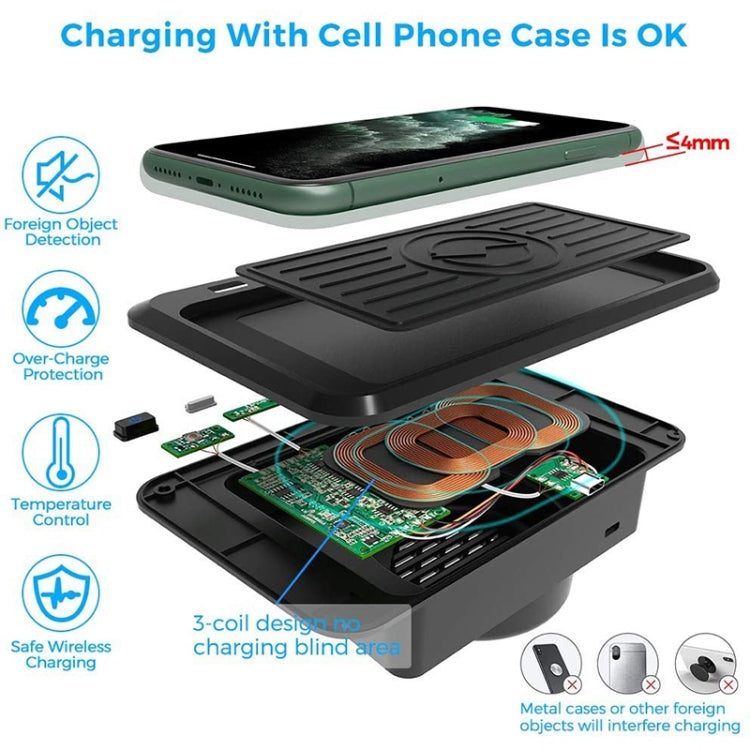Car Qi Standard Wireless Charger 10W Quick Charging for 2015-2019 Land Rover Discovery Sport, Left Driving