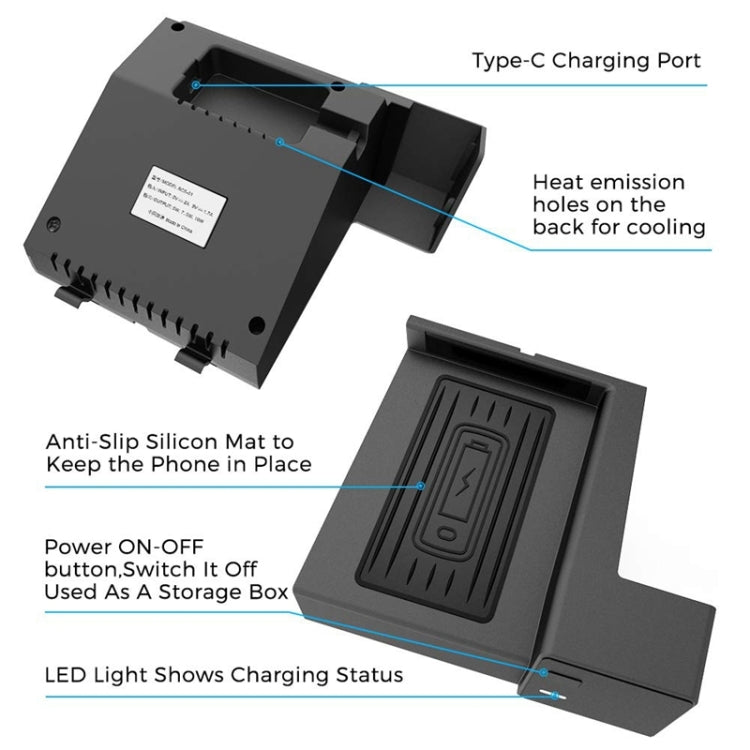 Car Qi Standard Wireless Charger 10W Quick Charging for 2015-2020 Mercedes-Benz C Class / GLC, Left Driving