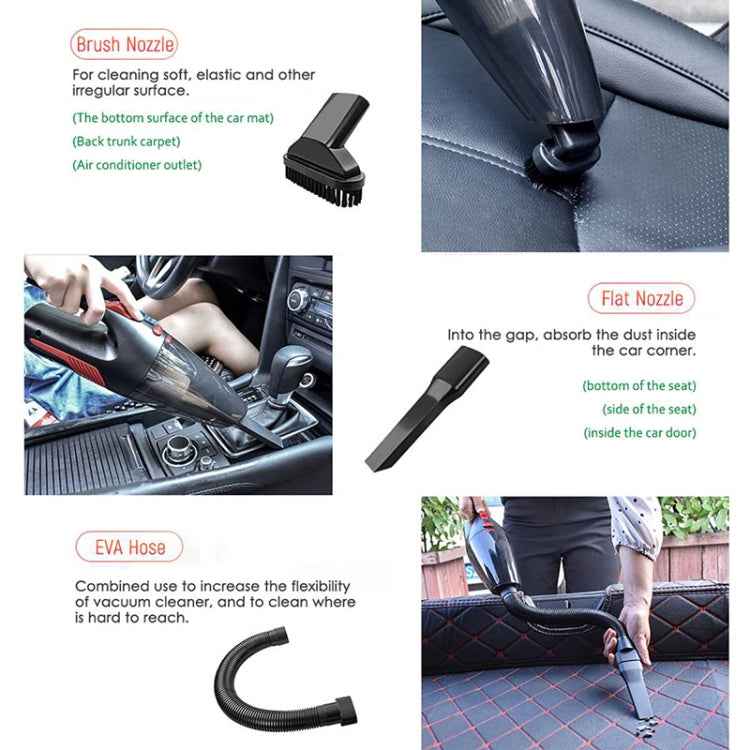 Car Wired Portable 120W Handheld Powerful Vacuum Cleaner with LED Light Cable Length: 5m
