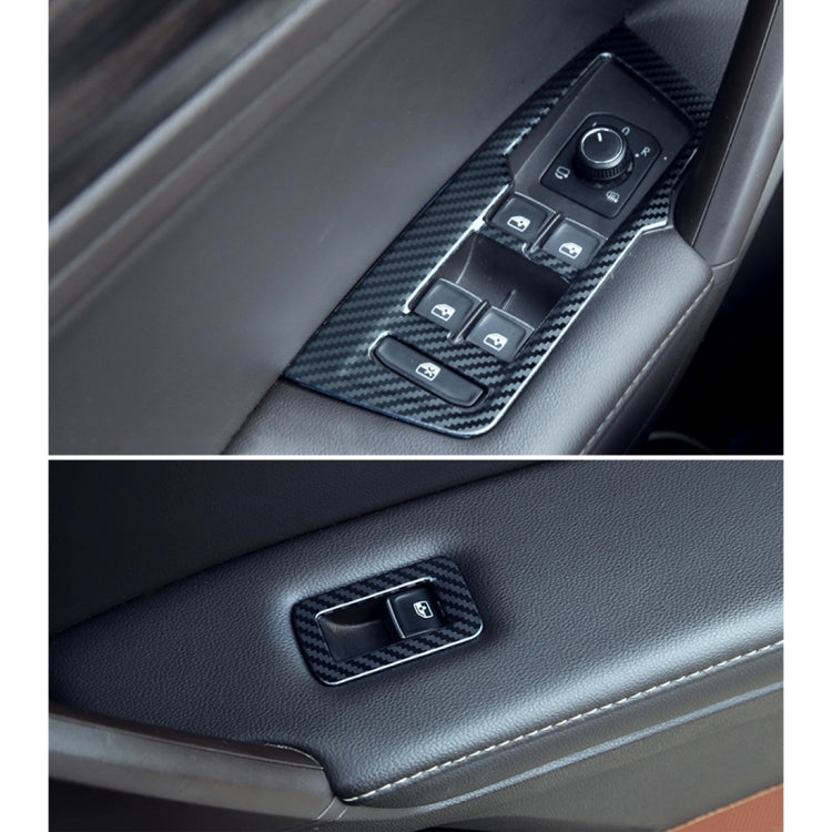 Car Carbon Fiber Window Glass Lifter Panel Decorative Sticker for Volkswagen Tiguan L
