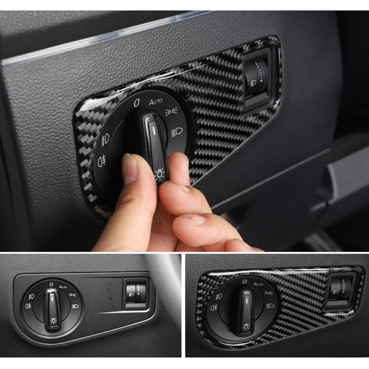 Car Carbon Fiber Headlight Switch Panel Decorative Sticker for Volkswagen Tiguan L, High Configuration