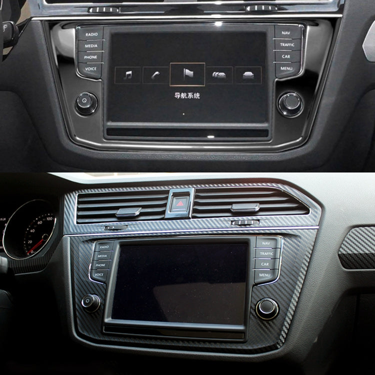 Car Carbon Fiber Navigation Frame Decorative Sticker for Volkswagen Tiguan L, High Configuration