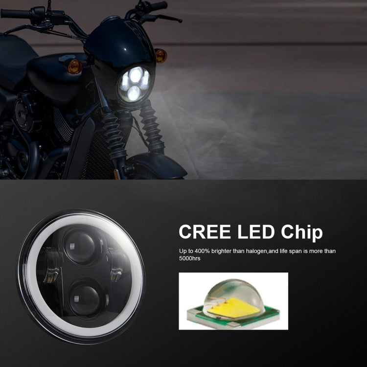 EagleVision DC9-30V 35W 6000K 4000LM 5.75 inch Round Motorcycle LED Headlight with Angel Eye for Harley-Davidson