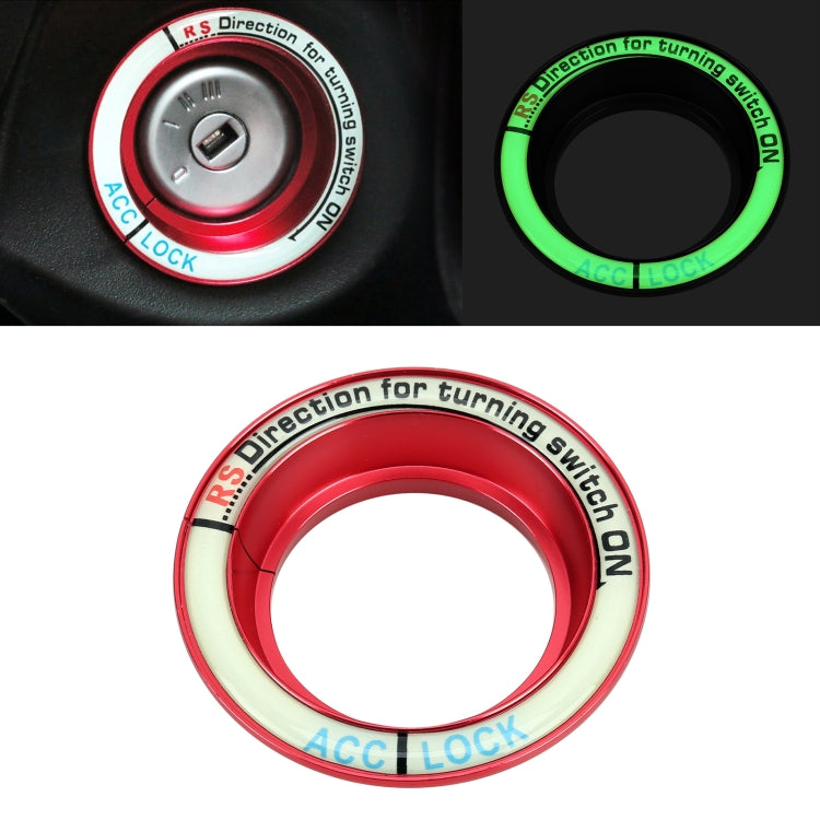 For Ford Fluorescent Aluminum Alloy Ignition Key Ring, Inside Diameter: 3.2cm, For Ford (Silver), For Ford  (Sky Blue), For Ford (Black), For Ford (Gold), For Ford (Red)