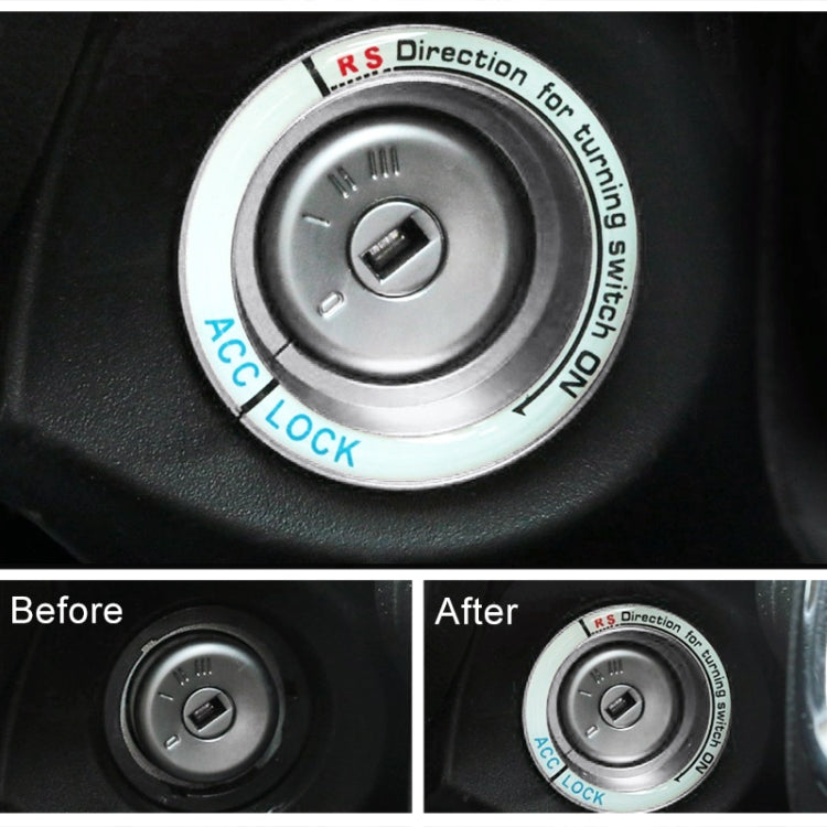 For Ford Fluorescent Aluminum Alloy Ignition Key Ring, Inside Diameter: 3.2cm, For Ford (Silver), For Ford  (Sky Blue), For Ford (Black), For Ford (Gold), For Ford (Red)