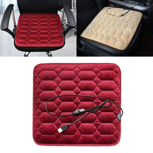 Car USB Seat Heater Cushion Warmer Cover Winter Heated Warm Mat, Style: Square, Square (Red), Square (Black), Square (Coffee)