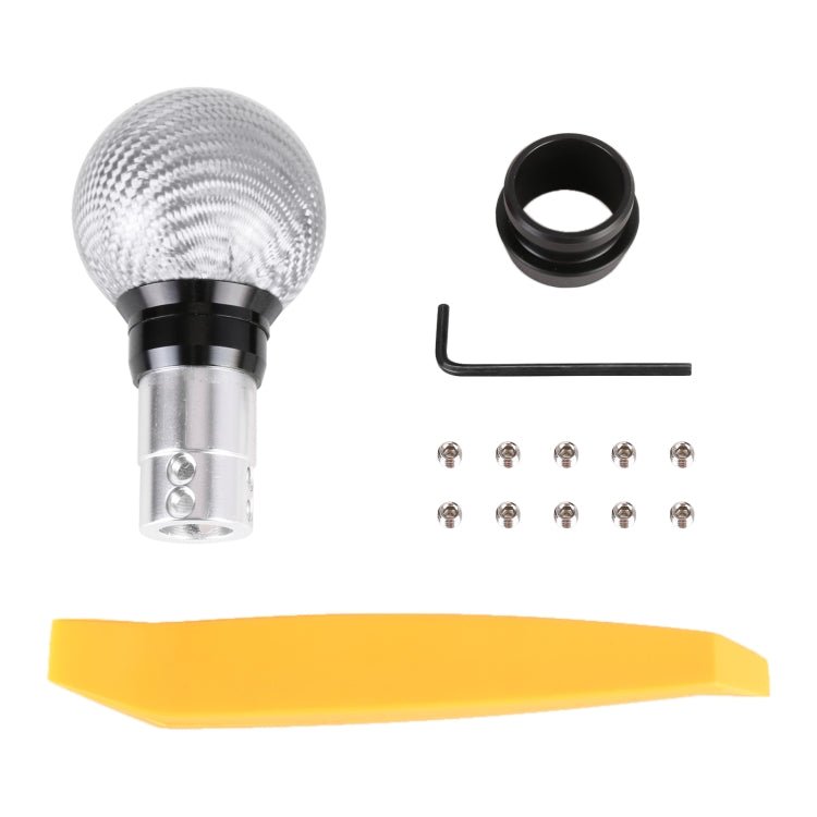 Universal Car Pressable Telescopic Carbon Fiber Gear Head Gear Shift Knob, Length: 9.5cm