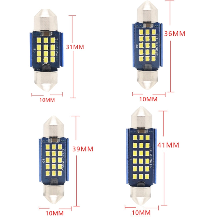 2pcs 39mm DC12-24V / 1W / 6000K / 60LM 15LEDs SMD Car Reading Lamp Dome Light