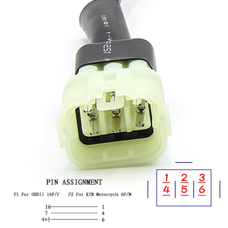 Motorcycle OBD 16PIN Female to 6PIN Connector Cable for KTM