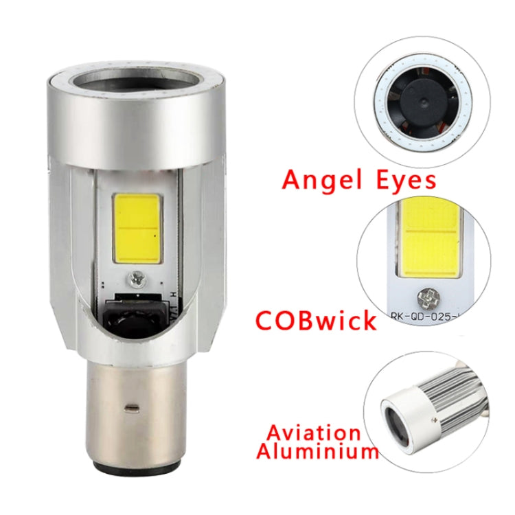 BA20D DC12-80V / 20W / 6000K / 2000LM Motorcycle Headlight with Angel Eyes, BA20D (Blue), BA20D (Red)