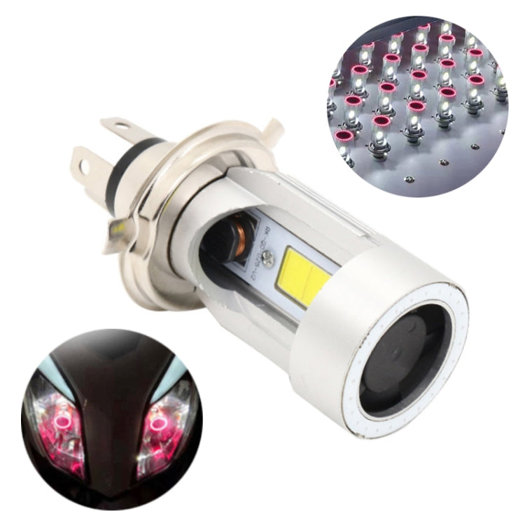 H4 DC12-80V / 20W / 6000K / 2000LM Motorcycle Headlight with Angel Eyes, H4 (Red), H4 (Blue)