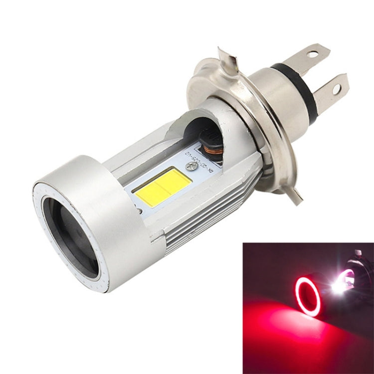 H4 DC12-80V / 20W / 6000K / 2000LM Motorcycle Headlight with Angel Eyes, H4 (Blue), H4 (Red)