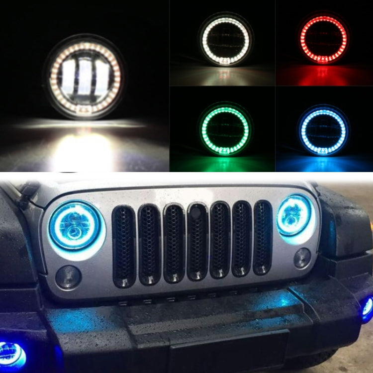 2 PCS DC12V-30V / 30W / 3A / 1440LM 12LEDs  4 inch Car LED Colorful Fog Light, Style: White Background
