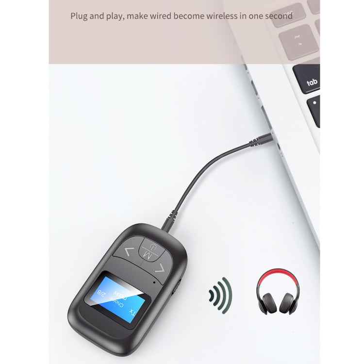 T-14 Bluetooth 5.0 2 In 1 LCD Digital Display Bluetooth Adapter Receiver Transmitter