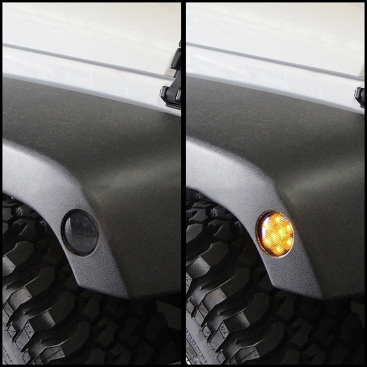 2 PCS 8W DC 12V Car SUV Refit LED Wheel Eyebrow Turn Signal for Jeep Wrangler JK 07-17, Specification: Butt Assembly with Aperture