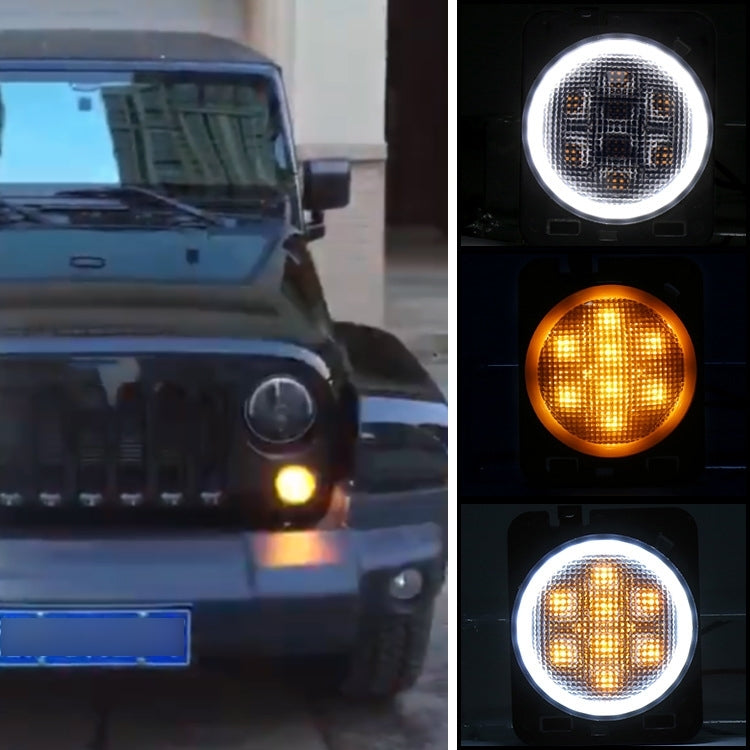 2 PCS 8W DC 12V Car SUV Refit LED Wheel Eyebrow Turn Signal for Jeep Wrangler JK 07-17, Specification: Butt Assembly with Aperture