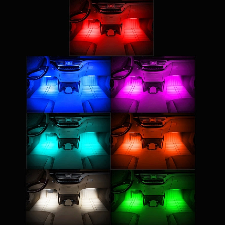 4 in 1 Universal Car USB 8-color APP Control LED Atmosphere Light Decorative Lamp, with 12LEDs Lamps Cable Length: 1.5m