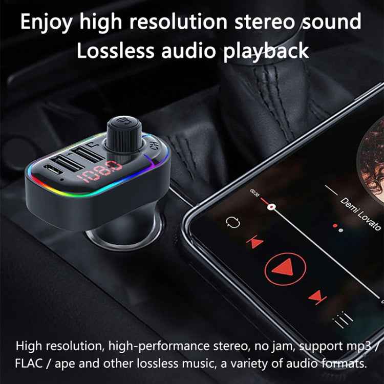 C12 Multifunctional Car Dual USB Charger Bluetooth FM Transmitter with Atmosphere Light