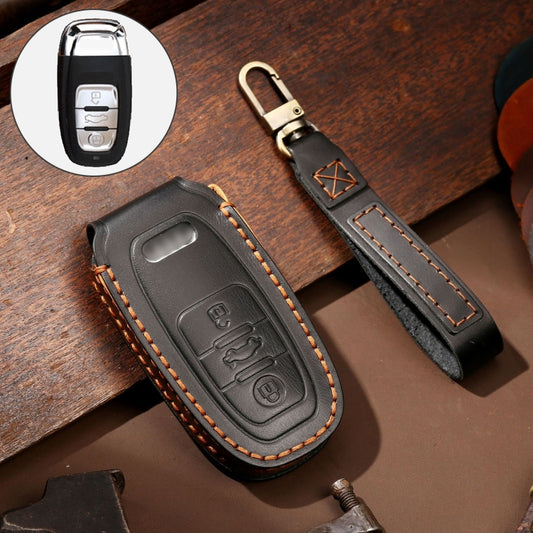 Hallmo Car Cowhide Leather Key Protective Cover Key Case for Audi A6L / A8L / A4 / A7 / A5 B Style