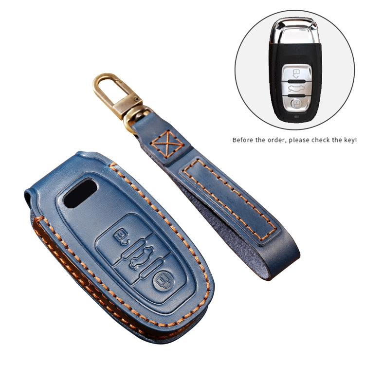 Hallmo Car Cowhide Leather Key Protective Cover Key Case for Audi A6L / A8L / A4 / A7 / A5 B Style