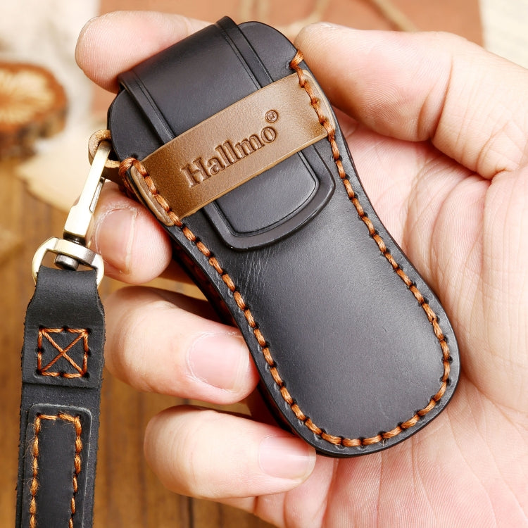 Hallmo Car Cowhide Leather Key Protective Cover Key Case for Porsche Macan 718 2021 B Style