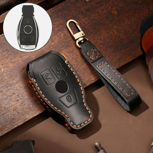 Hallmo Car Cowhide Leather Key Protective Cover Key Case for Old Mercedes-Benz E300L