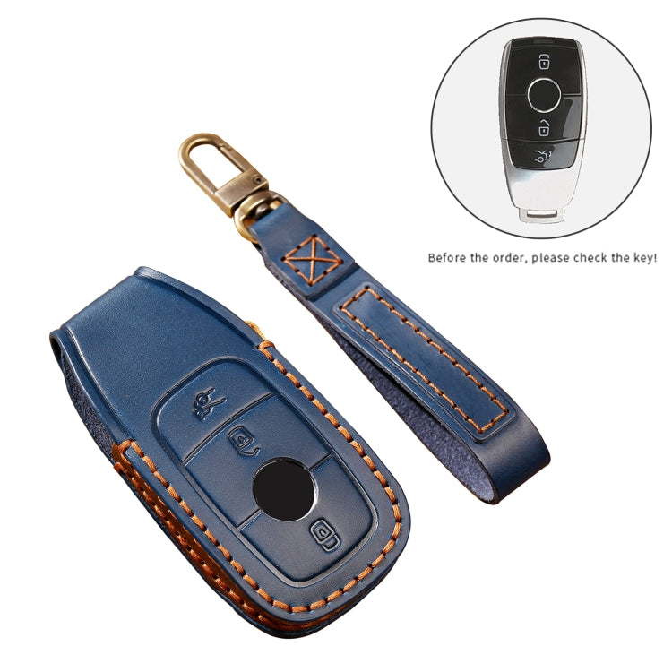Hallmo Car Cowhide Leather Key Protective Cover Key Case for New Mercedes-Benz E300L