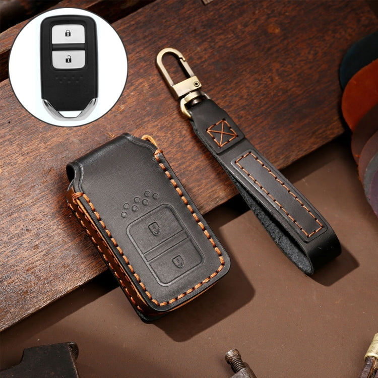 Hallmo Car Cowhide Leather Key Protective Cover Key Case for Honda Civic / Accord 2-button