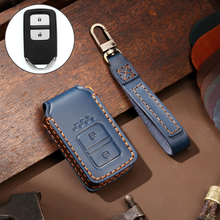 Hallmo Car Cowhide Leather Key Protective Cover Key Case for Honda Civic / Accord 2-button