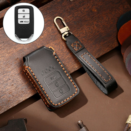 Hallmo Car Cowhide Leather Key Protective Cover Key Case for Honda Civic / Accord 3-button Tail Box