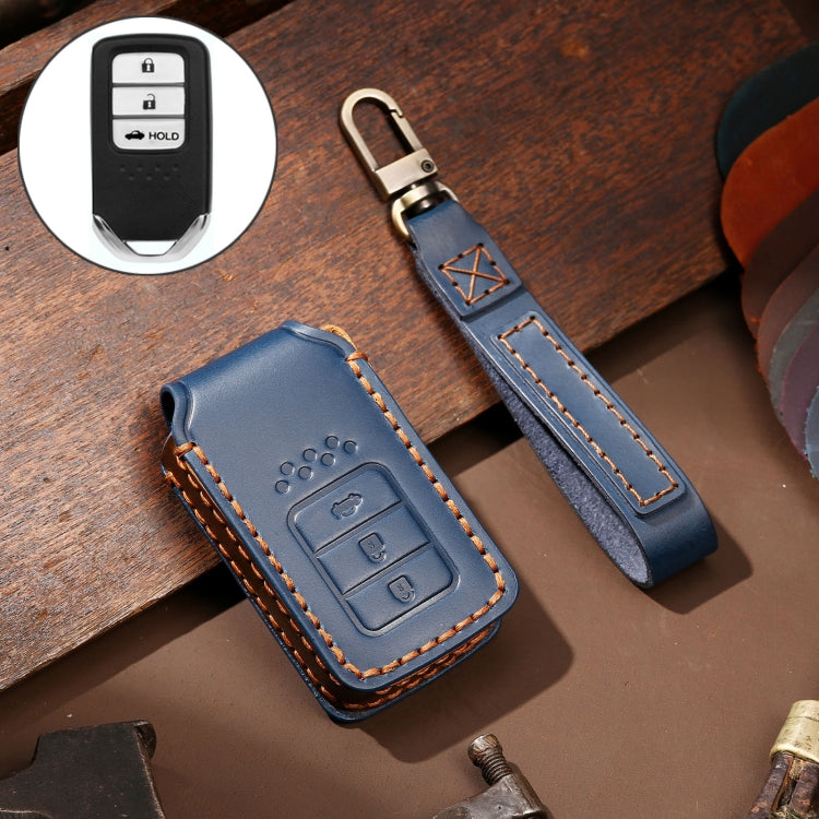 Hallmo Car Cowhide Leather Key Protective Cover Key Case for Honda Civic / Accord 3-button Tail Box