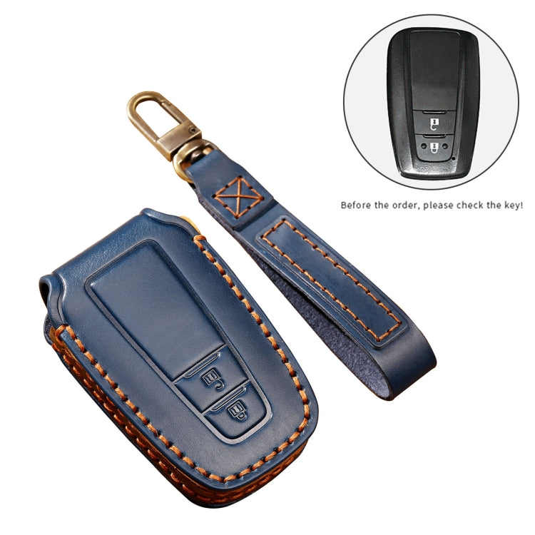Hallmo Car Cowhide Leather Key Protective Cover Key Case for Toyota Corolla 2018 2-button, For Toyota Corolla 2018 2-button