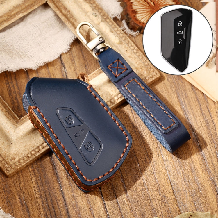 Hallmo Car Cowhide Leather Key Protective Cover Key Case for Volkswagen Golf 8
