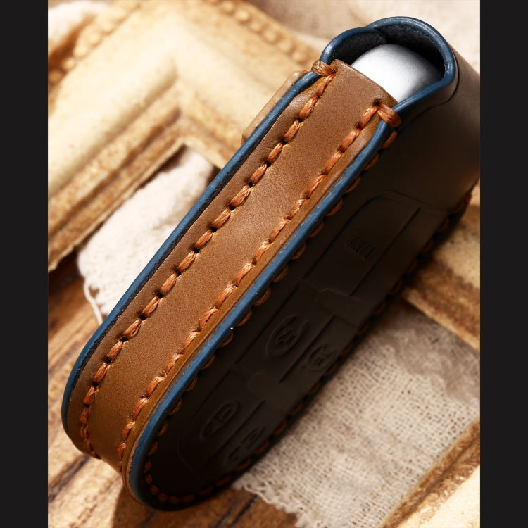 Hallmo Car Cowhide Leather Key Protective Cover Key Case for Jeep Compass