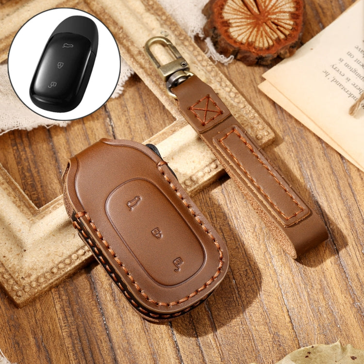 Hallmo Car Cowhide Leather Key Protective Cover Key Case for LEADING IDEAL One