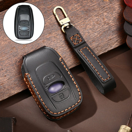 Hallmo Car Cowhide Leather Key Protective Cover Key Case for Subaru Forester