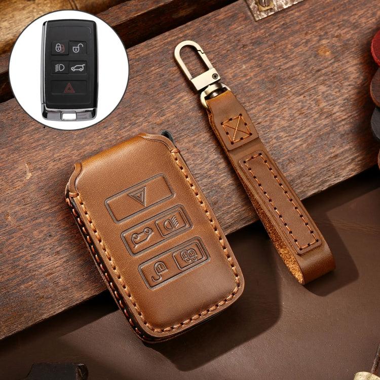 Hallmo Car Cowhide Leather Key Protective Cover Key Case for Land Rover Discovery 5 B Style