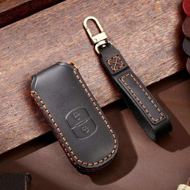 Hallmo Car Cowhide Leather Key Protective Cover Key Case for Mazda Axela 2-button