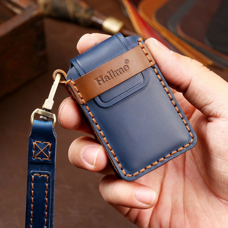 Hallmo Car Cowhide Leather Key Protective Cover Key Case for Volvo 6-button