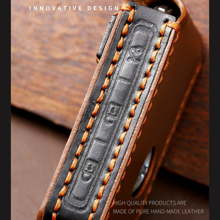 Hallmo Car Cowhide Leather Key Protective Cover Key Case for Volvo 6-button