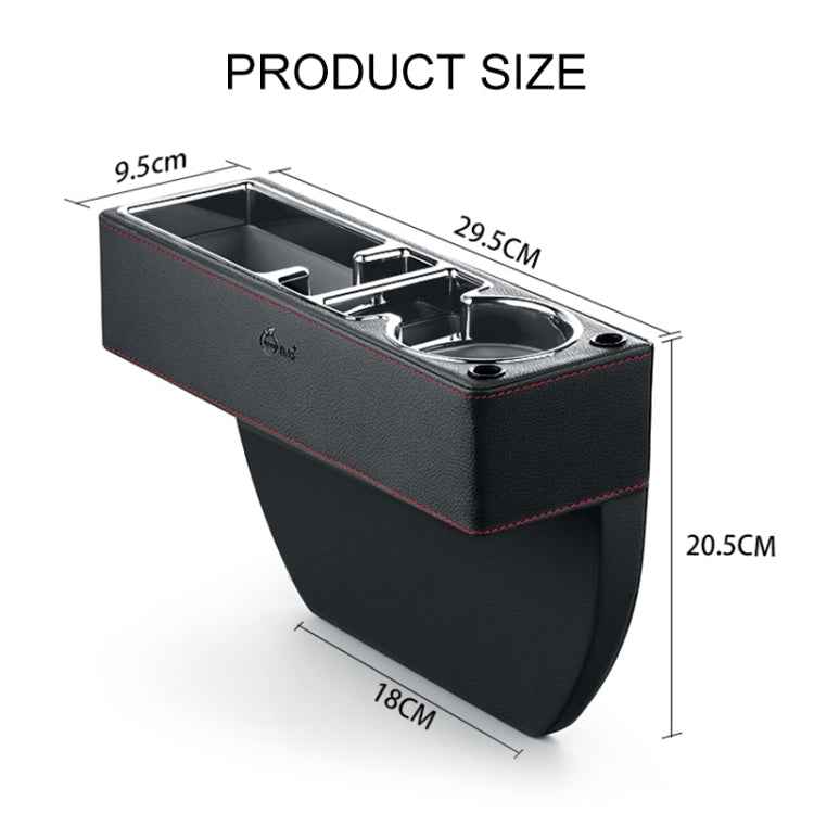 Car Multi-functional Console PU Leather Box Cup Holder Seat Gap Side Storage Box